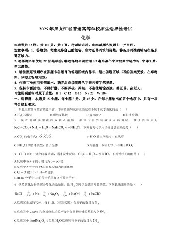 2025年高考《化学》真题无答案（吉林卷）.pdf